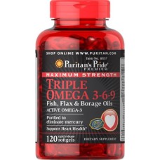 Maximum Strenght Triple Omega 3 6 9 Fish Flax Borage Oils - 120 Softgels (Пошкоджена кришка)