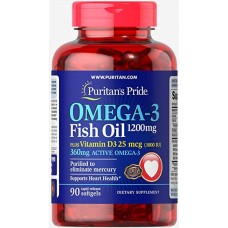 Omega-3 Fish Oil 1200 mg plus Vitamin D3 1000IU - 90 soft